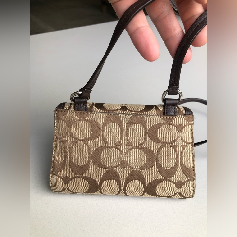 Coach Avery Signature Mini Signature canvas in khaki/brown Crossbody - Picture 3 of 15
